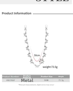 Silver metal pants chain with butterfly pendant 50cm length weight details 73.5g