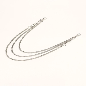 Three-layer silver metal pants chain with lobster clasps for punk hip hop styling