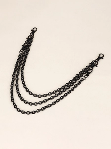 Three-layer black metal pants chain with lobster clasps for jeans and streetwear style