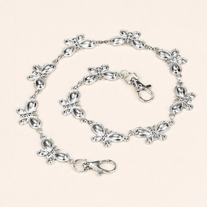 Punk Butterfly Metal Pants Chain Vintage Hip Hop Waist Chain Y2K Silver Alloy Link Streetwear Accessory For Women Men