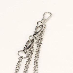 Three-layer silver metal pants chain with detachable lobster clasps for hip-hop style