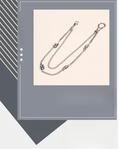 Detail of silver double-layered hip hop flame trousers chain with lobster clasp