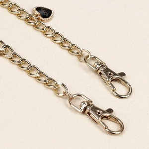 Golden hip-hop waist chain with black enamel heart pendant and LOVE engraving