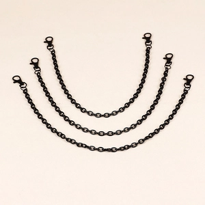 Three-piece gun black metal wallet chains with lobster clasps for streetwear jeans