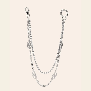 Hip Hop Flame Double Layer Pants Chain Metal Punk Waist Chain For Men Women Trendy Jeans Accessory Streetwear Jewelry
