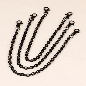 Three-layer gun black punk metal wallet chains with lobster clasps for jeans and accessories