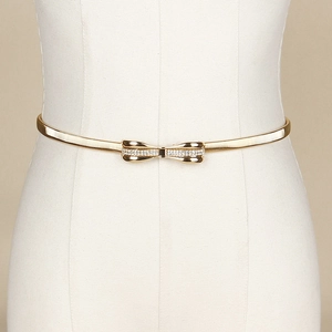 Ceinture élastique dorée pour femme avec boucle nœud en strass élégante pour les robes