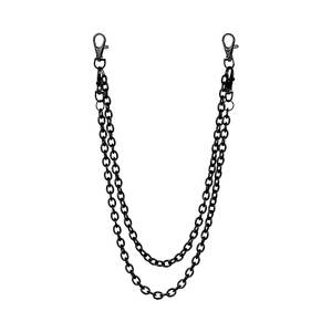 Punk style double layer metal pants chain in gun black finish with lobster clasps