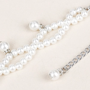 Elegante catena in vita elastica con perle e distanziatori in strass per abiti da donna