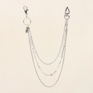 Women Multi Layer Metal Waist Chain Hip Hop Punk Pants Chain Heart Buckle Elizabeth Queen Pendant Vintage Silver Belt