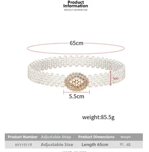 Specifiche dettagliate delle dimensioni per una cintura di perle con fibbia di cristallo