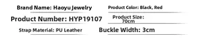Size chart showing PU leather belt specifications with 70cm length and 3cm buckle