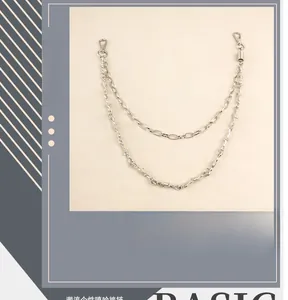 Double-layered silver thorn chain and link trousers chain with metal lobster clasps