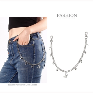 Punk Silber Legierung Schmetterling Herz Schloss Schlüssel Hosenkette Fashion Streetwear Taillenkette Y2K Schmuck Zubehör