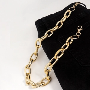 Golden punk style thick metal chain for jeans with sturdy lobster clasps for men and women