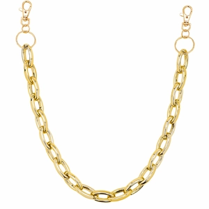 Gold chunky pant chain with round rings and lobster clasps for punk streetwear