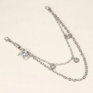Punk Metal Pants Chain Double Layer Silver Color Belt Chain With Dragon Pendant And Hexagram Star Charms Hip Hop Jewelry