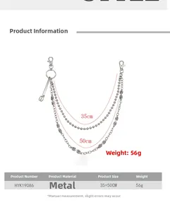 Size chart for double-layer punk skull pants chain with 35cm and 50cm metal links