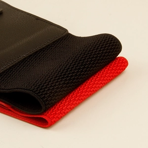 Elegant wide elastic waist belt with water drop inlay in classic red and black colors