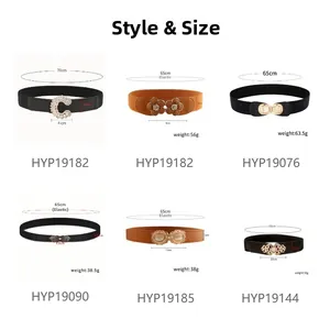 Detailed size chart for elastic wide belts showing lengths, widths and weight in cm