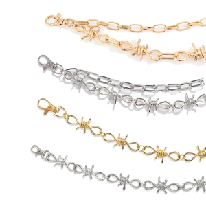 Punk style thorn twisted metal pants chains with lobster clasp in gold and silver