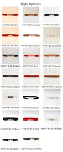 Collection of women's elastic thin waistbands with various metal buckles in multi colors