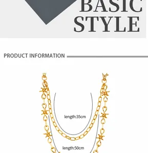 Double-layered gold thorn metal pant chain with lengths of 35cm and 50cm in punk style
