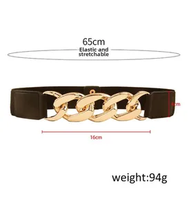 Dimensioni cintura elastica 65cm di lunghezza e 4cm di larghezza con catena d'oro