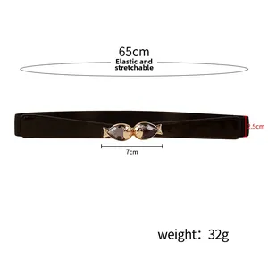 Ceinture élastique pour femme avec boucle poisson dorée et longueur de 65cm