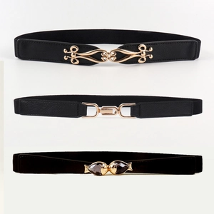 Ceinture Élastique Mince Femme en Toile Avec Boucle en Alliage et Strass Mode Ceinture Décorative pour Robes
