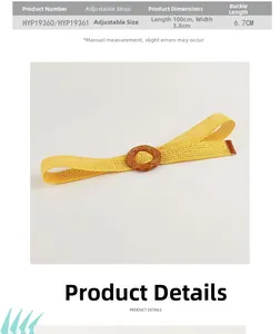 Detailed size specifications for a yellow woven summer belt with 100cm length