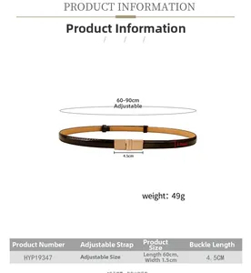 Detailed size guide for skinny belt showing 1.5cm width and 60-90cm adjustable length