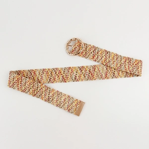 Ceinture tressée bohème colorée avec boucle bambou dorée pour robes d'automne
