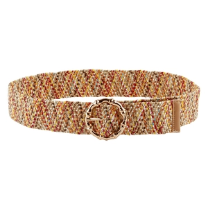 Ceinture tressée colorée pour femmes avec boucle ronde en métal doré pour robes bohèmes