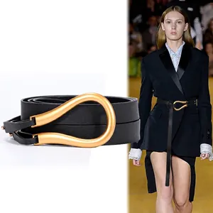 Damen Mode Hufeisenschnalle PU Leder Gürtel Für Kleid Breite Taille Dichtung Trendy Commuter Bund Dekorative Einfarbige Zubehör