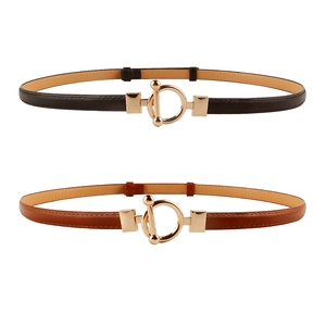Women Thin Waist Belt Adjustable PU Leather Skinny Belt Minimalist Decorative Waistband With Metal Alloy Buckle For Dress