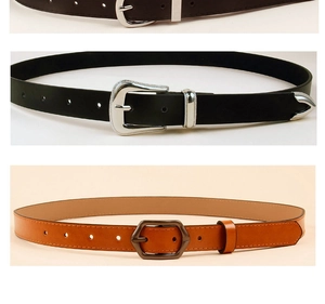 Detailed views of Chinese style leather belts in black and brown with diverse buckles