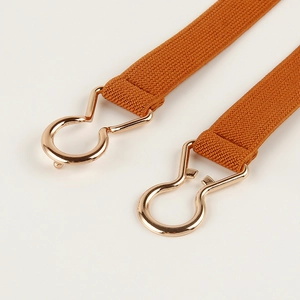 Cintura elastica arancione con fibbia a doppio anello oro lucido per abiti femminili