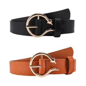 Women Faux Leather Belt With Animal Fox Buckle Decorative Waist Belt For Jeans Casual Simple Fashion Commuting Accessories