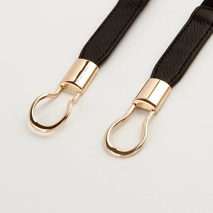 Elastic waist belt with elegant double ring buckle for summer dresses and shirts