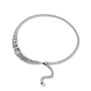 Chaîne de taille argentée élégante et collier polyvalent avec maillons mixtes et perle décor