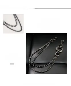 Detail of punk double-layer metal wallet chain with metallic spikes and alloy hooks