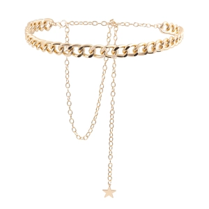 Chaîne de taille dorée élégante à trois couches avec pendentif étoile pour robes femme