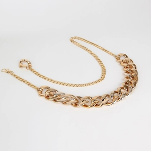 Double-layered chunky gold acrylic waist chain with round buckle for dress styling