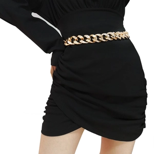 Ceinture de Taille en Chaîne Épaisse en Acrylique pour Femmes Or Argent Chaîne à Maillons Électroplaqués pour Robe Bijoux de Corps Polyvalents