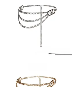 Ceinture à triple chaîne métallique avec maillons à trois anneaux en or et argent