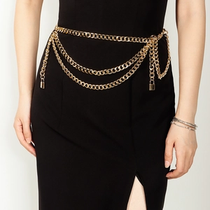 Chaîne de Taille Multicouche en Métal Doré Style Punk Avec Pendentif Cadenas Ceinture de Corps Hip-hop Personnalisée pour Femmes Hommes