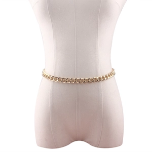 Women's gold double-layered Cuban chain belt for autumn fashion and punk style dresses