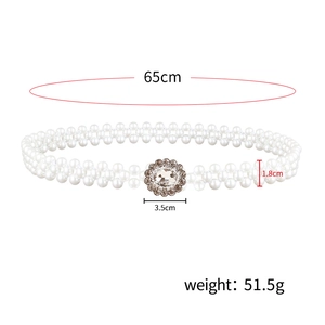 Detailed size parameters for pearl waist belt with flower crystal buckle and dimensions