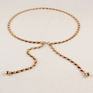 Mode Femmes Chaîne en Métal Ceinture Anneau Ovale Chaîne de Taille Réglable Or Argent Bijoux de Corps Avec Pendentif Boule